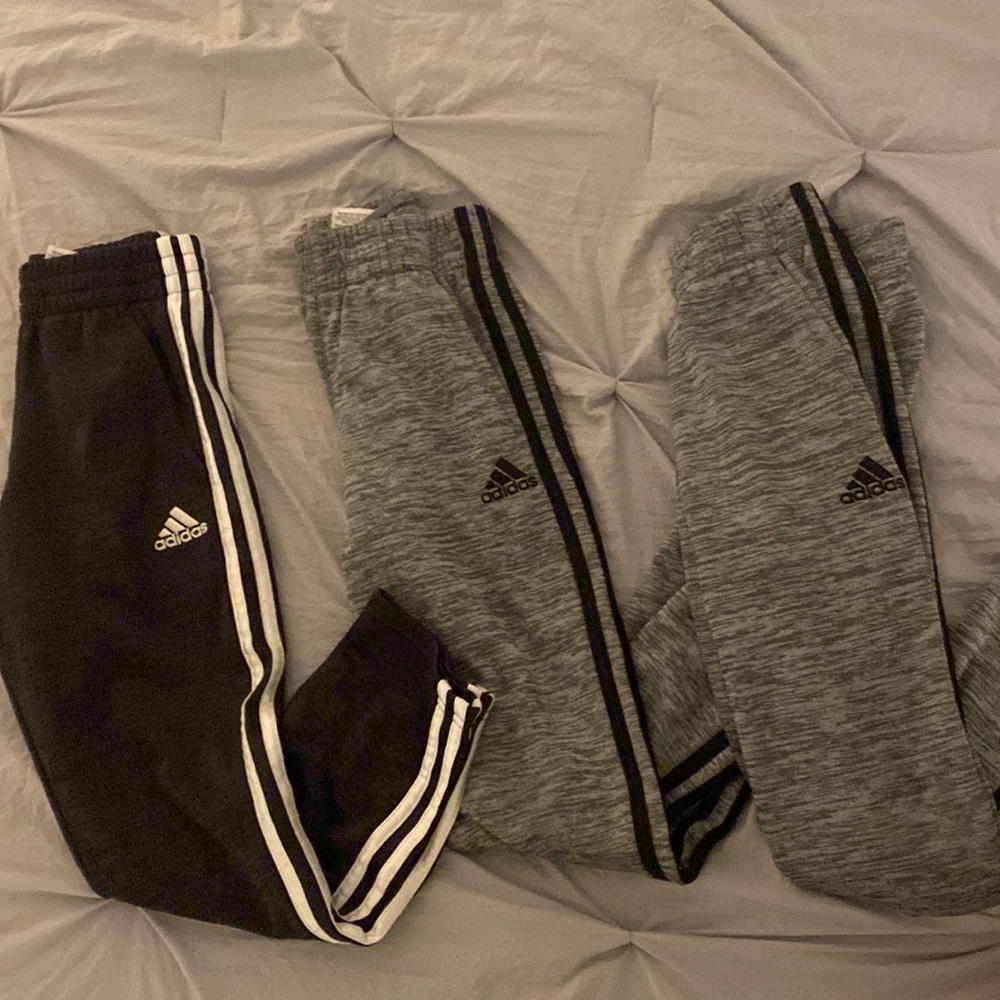 3 pairs (adidas Boys Big Active Sports Athletic Tricot Jogger Pant- SM (size 8)